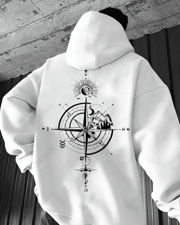 UrbanOutfits Men Oversized Hoodie White / Cotton-Fleece / S Compass - Men Oversized Hoodie [ Unisex ]