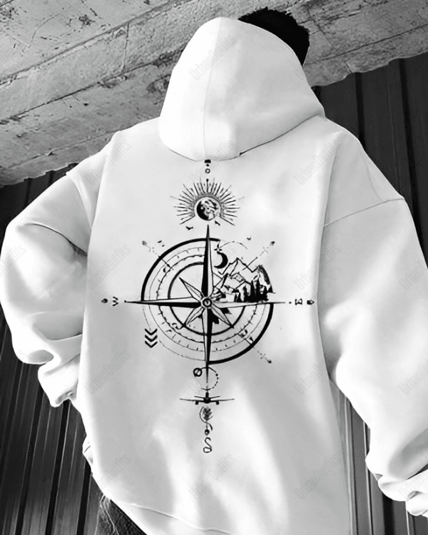 UrbanOutfits Men Oversized Hoodie White / Cotton-Fleece / S Compass - Men Oversized Hoodie [ Unisex ]