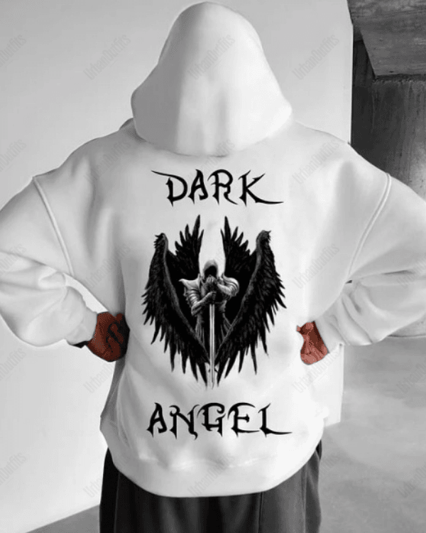 UrbanOutfits Men Oversized Hoodie White / Cotton-Fleece / S Dark Angel - Men Oversized Hoodie [ Unisex ]