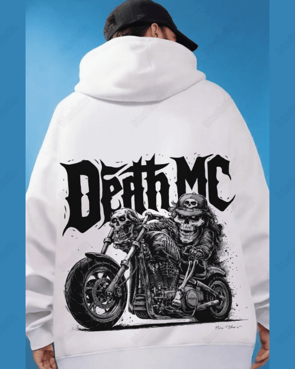 UrbanOutfits Men Oversized Hoodie White / Cotton-Fleece / S Death Mc - Men Oversized Hoodie [ Unisex ]
