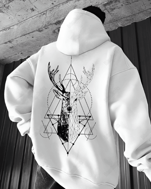 UrbanOutfits Men Oversized Hoodie White / Cotton-Fleece / S Deer - Men Oversized Hoodie [ Unisex ]