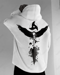 UrbanOutfits Men Oversized Hoodie White / Cotton-Fleece / S Eagle- Men Oversized Hoodie [ Unisex ]