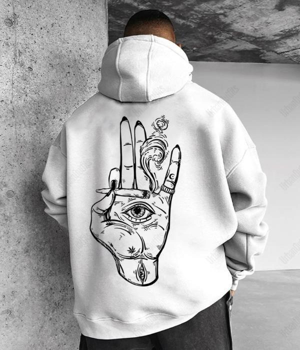 UrbanOutfits Men Oversized Hoodie White / Cotton-Fleece / S Eye Oversized Hoodie