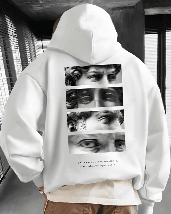 UrbanOutfits Men Oversized Hoodie White / Cotton-Fleece / S Faces - Men Oversized Hoodie [ Unisex ]