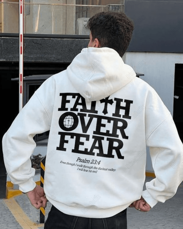 UrbanOutfits Men Oversized Hoodie White / Cotton-Fleece / S Faith - Men Oversized Hoodie