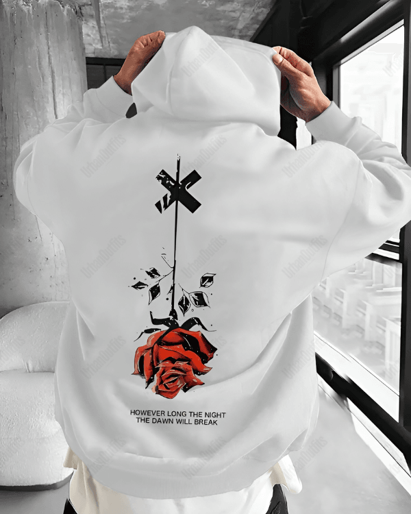 UrbanOutfits Men Oversized Hoodie White / Cotton-Fleece / S Flower - Men Oversized Hoodie [ Unisex ]