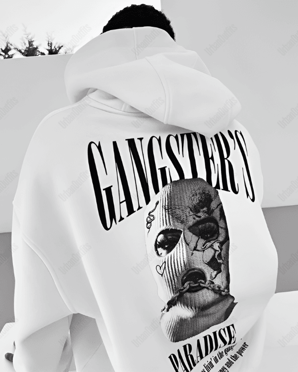 UrbanOutfits Men Oversized Hoodie White / Cotton-Fleece / S GANGSTER'S- Men Oversized Hoodie [ Unisex ]