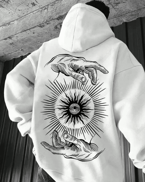 UrbanOutfits Men Oversized Hoodie White / Cotton-Fleece / S Hand - Men Oversized Hoodie [ Unisex ]