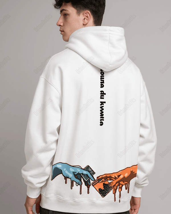 UrbanOutfits Men Oversized Hoodie White / Cotton-Fleece / S Kwatt(a) - Men Oversized Hoodie [ Unisex ]