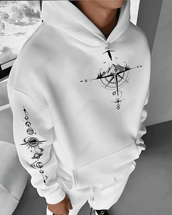 UrbanOutfits Men Oversized Hoodie White / Cotton-Fleece / S Map - Men Oversized Hoodie [ Unisex ]