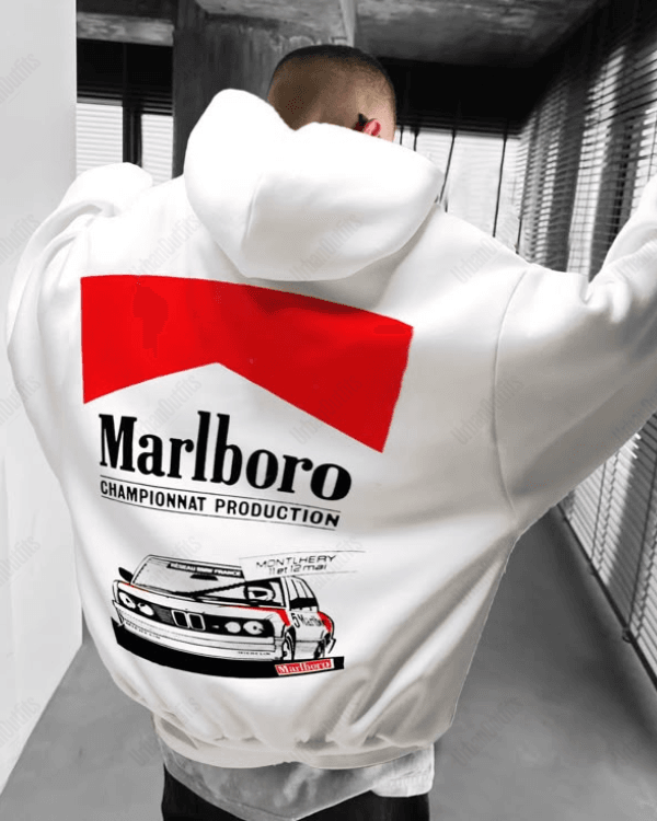 UrbanOutfits Men Oversized Hoodie White / Cotton-Fleece / S Marlboro - Men Oversized Hoodie [ Unisex ]