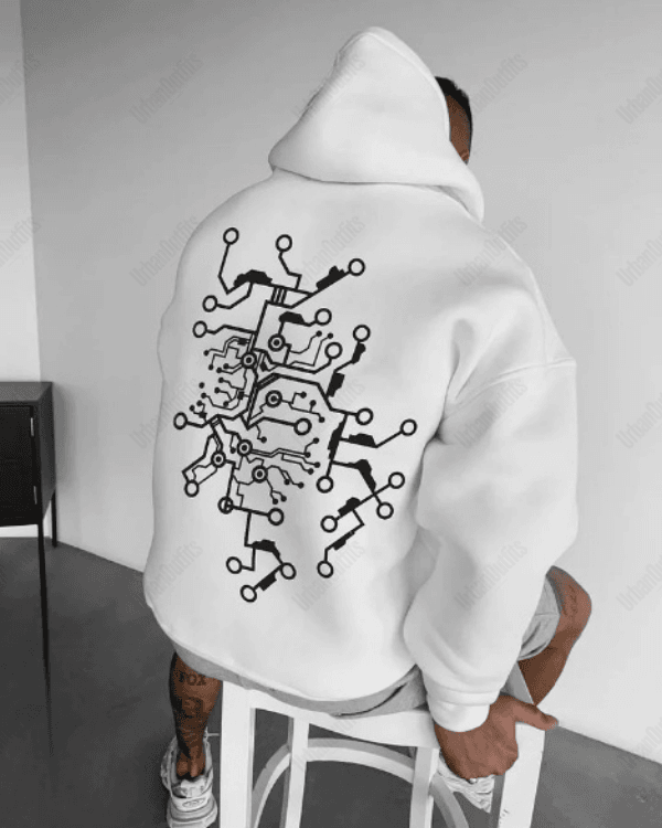 UrbanOutfits Men Oversized Hoodie White / Cotton-Fleece / S Micro - Men Oversized Hoodie [ Unisex ]