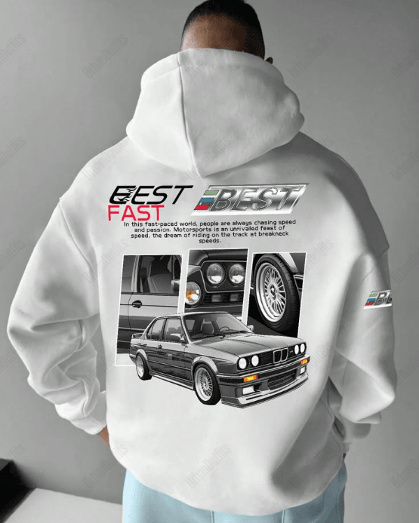 UrbanOutfits Men Oversized Hoodie White / Cotton-Fleece / S MotorSport - Men Oversized Hoodie  [ Unisex ]