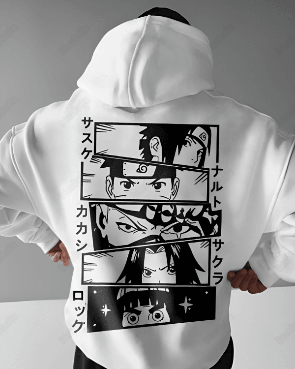 UrbanOutfits Men Oversized Hoodie White / Cotton-Fleece / S Naruto- Men Oversized Hoodie [ Unisex ]
