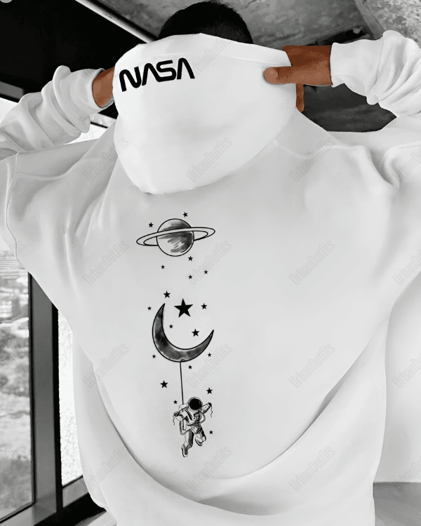 UrbanOutfits Men Oversized Hoodie White / Cotton-Fleece / S Nasa - Men Oversized Hoodie [ Unisex ]