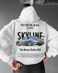 UrbanOutfits Men Oversized Hoodie White / Cotton-Fleece / S Nissan Skyline- Men Oversized Hoodie [ Unisex ]