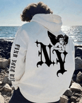 UrbanOutfits Men Oversized Hoodie White / Cotton-Fleece / S NY - Men Oversized Hoodie [ Unisex ]
