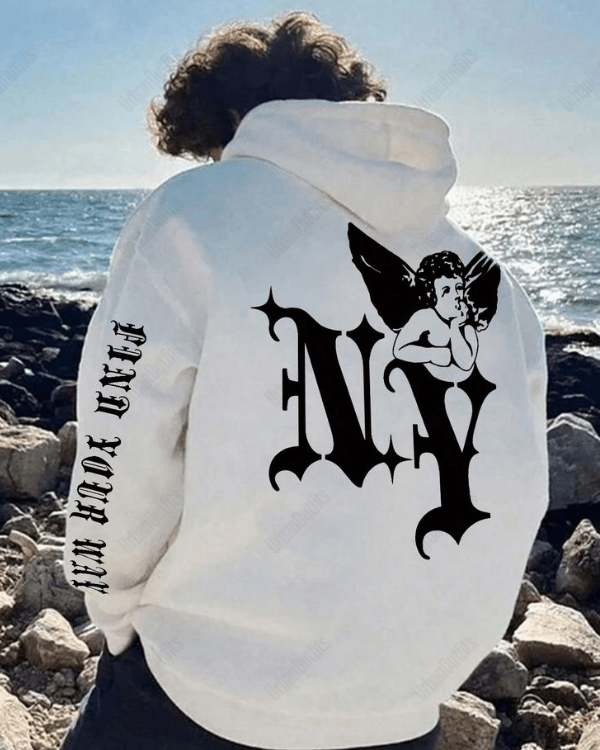 UrbanOutfits Men Oversized Hoodie White / Cotton-Fleece / S NY - Men Oversized Hoodie [ Unisex ]