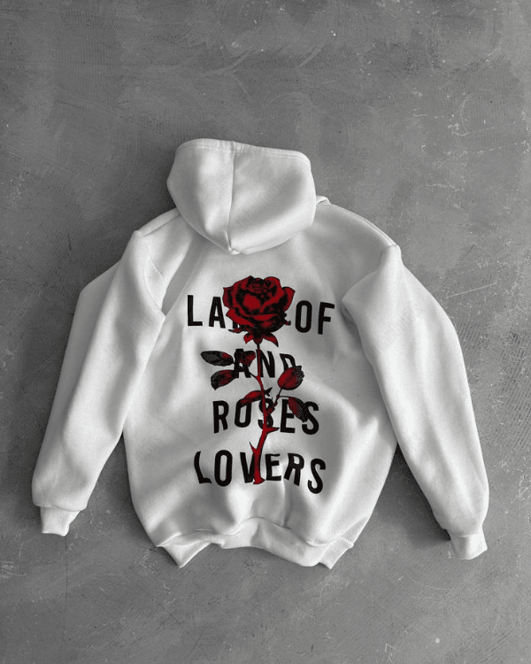 UrbanOutfits Men Oversized Hoodie White / Cotton-Fleece / S Roses Lover - Men Oversized Hoodie [ Unisex ]