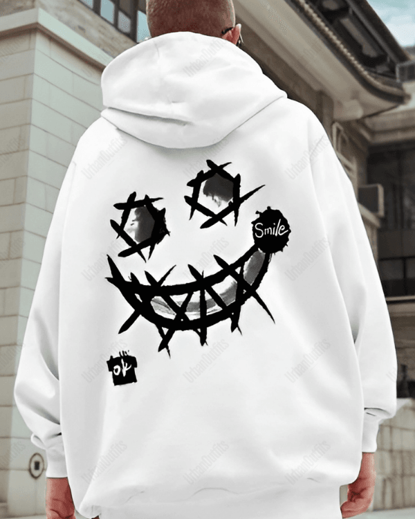 UrbanOutfits Men Oversized Hoodie White / Cotton-Fleece / S Smile - Men Oversized Hoodie [ Unisex ]