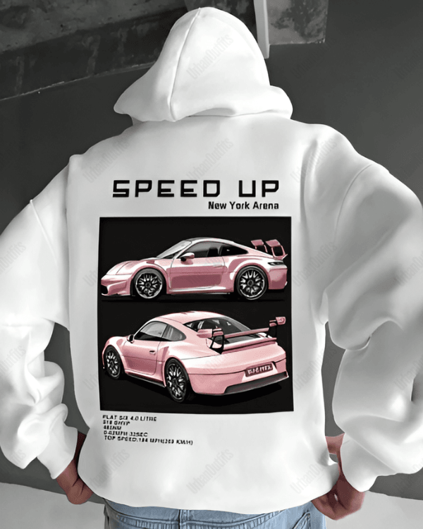 UrbanOutfits Men Oversized Hoodie White / Cotton-Fleece / S SPEED UP  - Men Oversized Hoodie [ Unisex ]