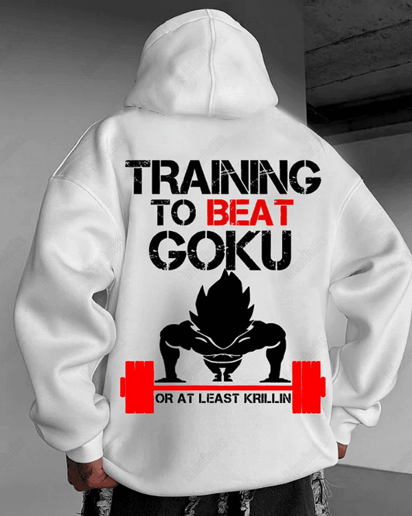 UrbanOutfits Men Oversized Hoodie White / Cotton-Fleece / S Training To Beat GOKU - Men Oversized Hoodie [ Unisex ]