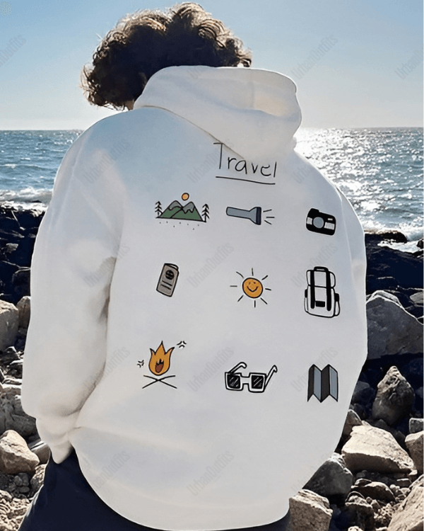 UrbanOutfits Men Oversized Hoodie White / Cotton-Fleece / S Travel - Men Oversized Hoodie [ Unisex ]