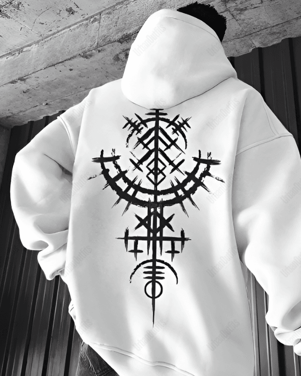 UrbanOutfits Men Oversized Hoodie White / Cotton-Fleece / S VIKING  - Men Oversized Hoodie [ Unisex ]