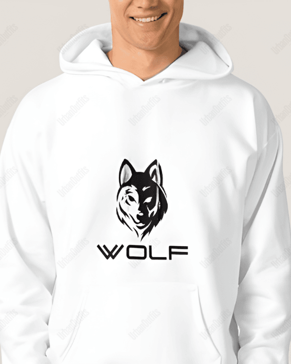 UrbanOutfits Men Oversized Hoodie White / Cotton-Fleece / S Wolf - Men Oversized Hoodie [ Unisex ]