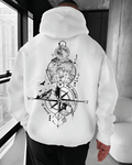 UrbanOutfits Men Oversized Hoodie White / Cotton-Fleece / S World Compass - Men Oversized Hoodie