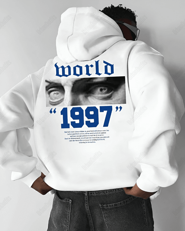 UrbanOutfits Men Oversized Hoodie White / Cotton-Fleece / S WORLD - Men Oversized Hoodie [ Unisex ]
