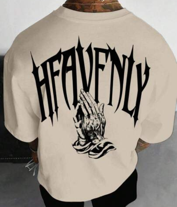 UrbanOutfits Men Oversized T-Shirt Beige / S ' HFAVFNLY ' Men Oversized T-shirt