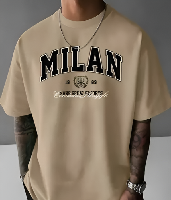 UrbanOutfits Men Oversized T-Shirt Beige / S MILAN - Men Oversized T-shirt