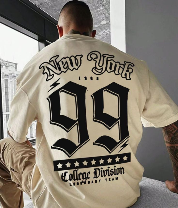 UrbanOutfits Men Oversized T-Shirt Beige / S ' New York ' Men Oversized T-shirt