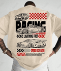UrbanOutfits Men Oversized T-Shirt Beige / S RACING - Men Oversized T-shirt