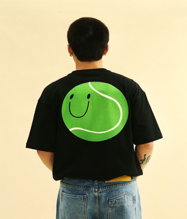 UrbanOutfits Men Oversized T-Shirt Black / Cotton / S Tennis Ball men oversized t-shirt