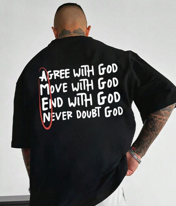 UrbanOutfits Men Oversized T-Shirt Black / S ' AGREE WITH GOD ' Men Oversized T-shirt