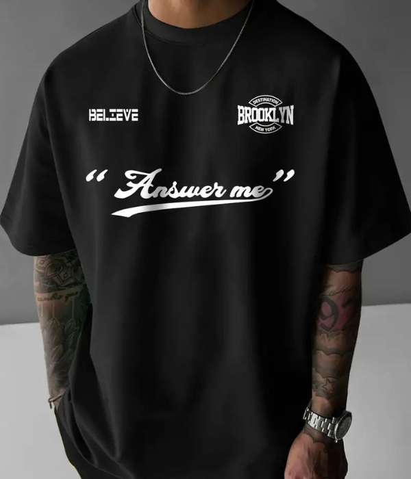 UrbanOutfits Men Oversized T-Shirt Black / S Answer Me - Men Oversized T-shirt