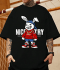 UrbanOutfits Men Oversized T-Shirt Black / S BUNNY - Men Oversized T-shirt