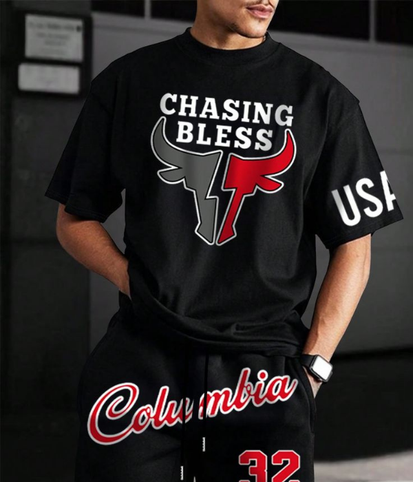 UrbanOutfits Men Oversized T-Shirt Black / S ' CHASING BLESS ' Men Oversized T-shirt