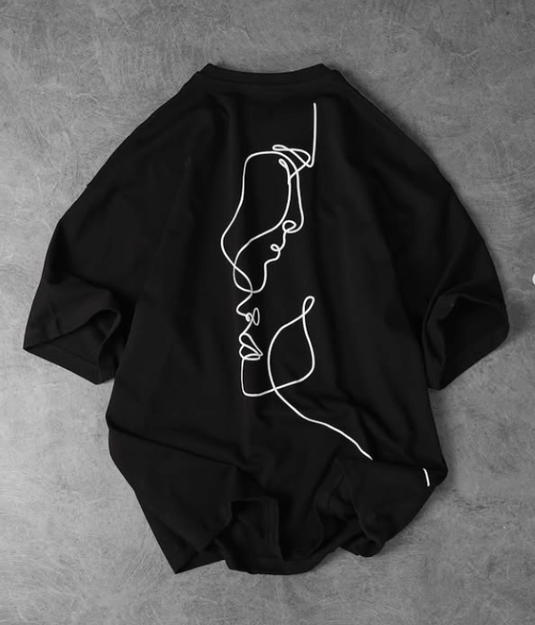 UrbanOutfits Men Oversized T-Shirt Black / S Double Face - Men Oversized T-shirt