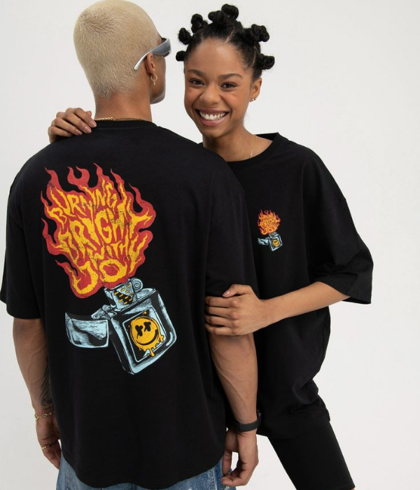 UrbanOutfits Men Oversized T-Shirt Black / S FLAME Oversized T-shirt [ Unisex ]