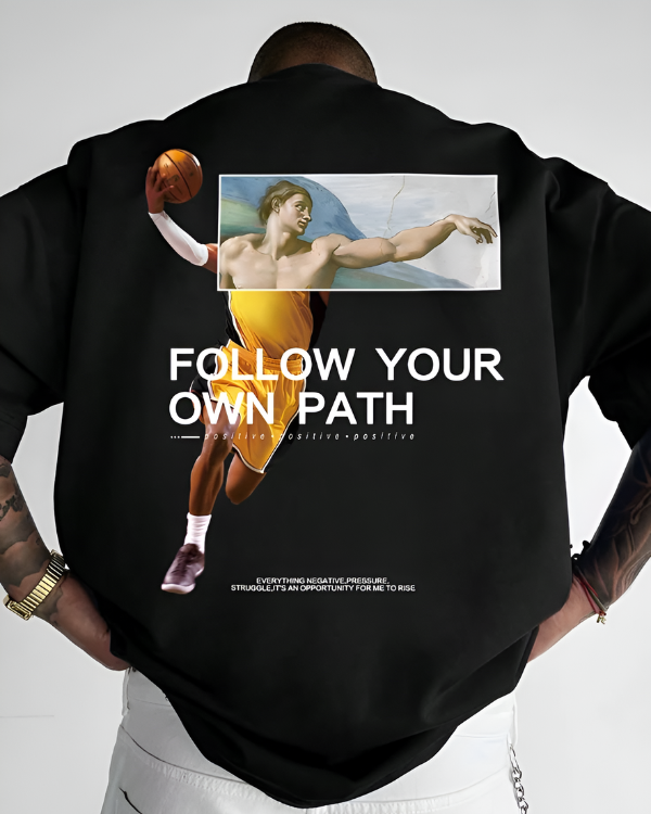 UrbanOutfits Men Oversized T-Shirt Black / S Follow Your Path - Men oversized T-shirt