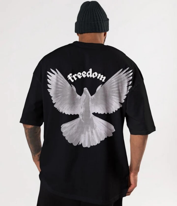 UrbanOutfits Men Oversized T-Shirt Black / S ' FREEDOM ' Men Oversized T-shirt