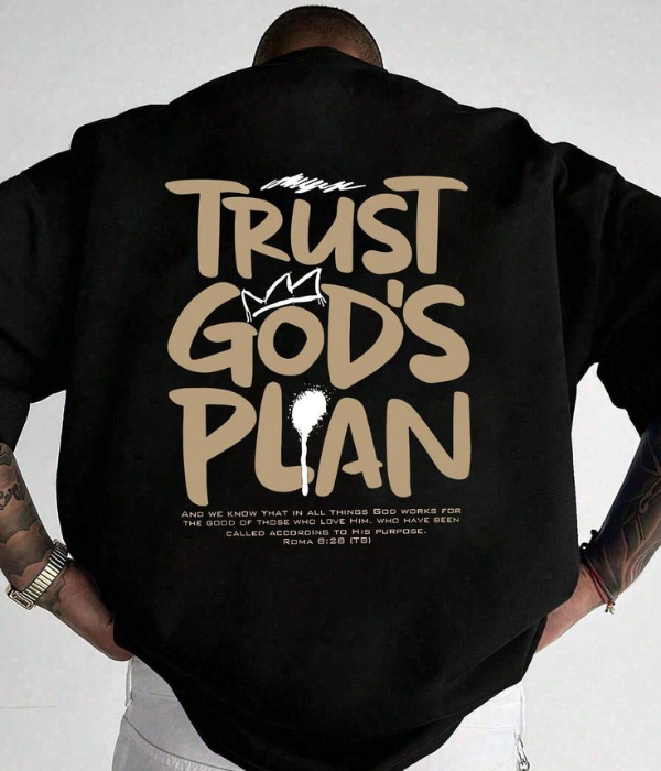 UrbanOutfits Men Oversized T-Shirt Black / S ' GOD'S PLAN ' Men Oversized T-shir