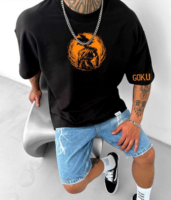 UrbanOutfits Men Oversized T-Shirt Black / S GOKU- Men Oversized T-shirt