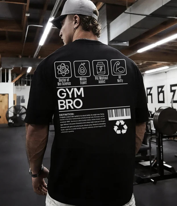 UrbanOutfits Men Oversized T-Shirt Black / S ' GYM BRO 'Men Oversized T-shirt