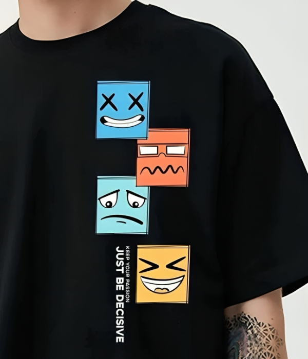 UrbanOutfits Men Oversized T-Shirt Black / S JUST BE DECISIVE - Men Oversized T-shirt