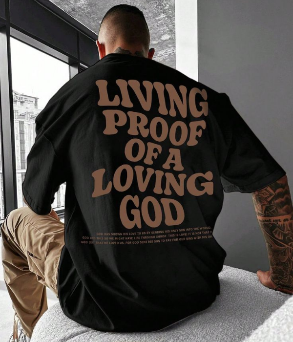 UrbanOutfits Men Oversized T-Shirt Black / S ' LOVING GOD ' Men Oversized T-shirt