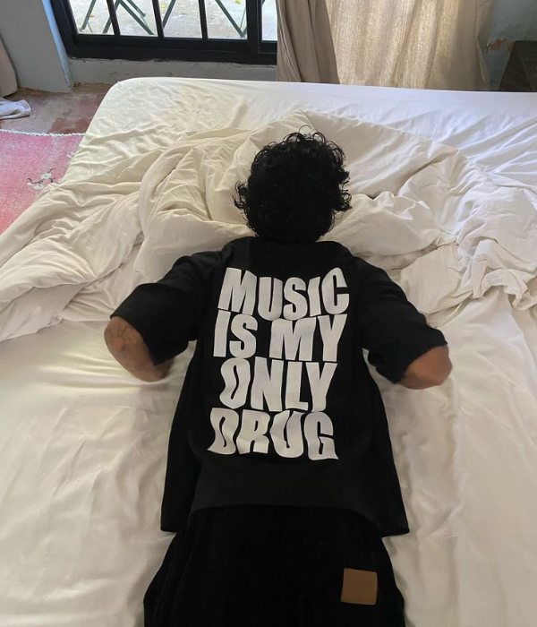 UrbanOutfits Men Oversized T-Shirt Black / S ' Music is my only drug ' Oversized T-shirt [ Unisex ]